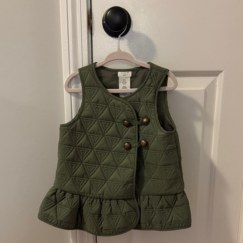Stylish Quilted Kids Vest in Green